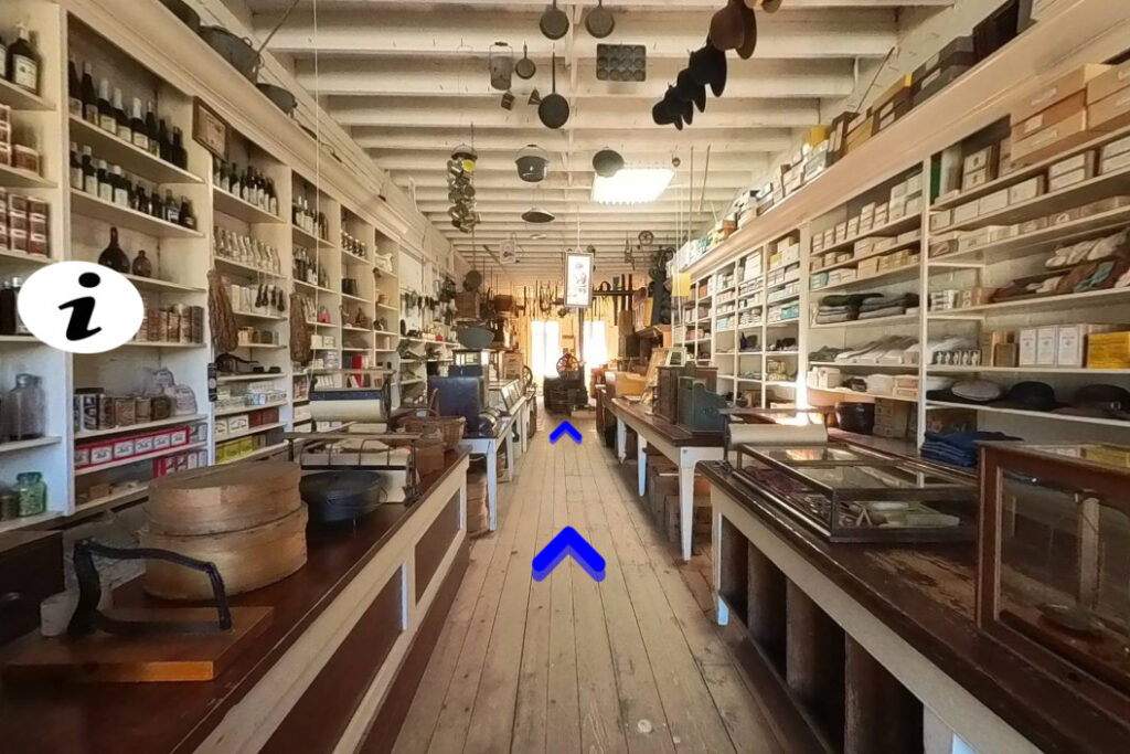 Interior of the historically preserved Litsch General Store located in Shasta State Historic Park