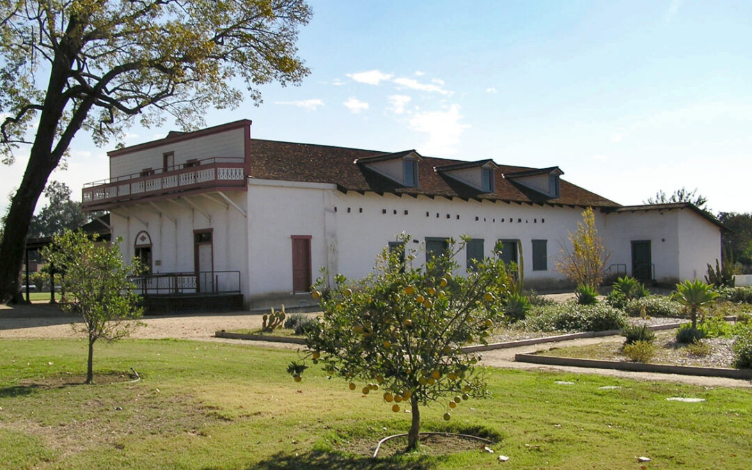 Pío Pico State Historic Park. A historic adobe house and surrounding gardens
