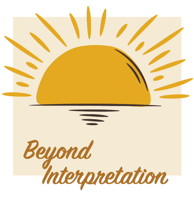 Beyond Interpretation An illustration of a bright sun, with the words Beyond Interpretation